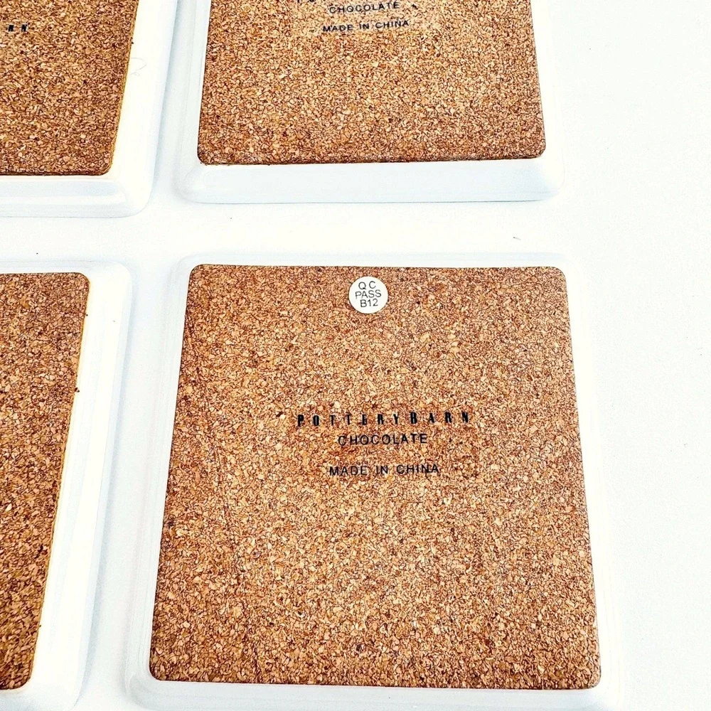 Pottery Barn French Cafe Ceramic Coasters Set 6 Chocolat‎ Delespaul Box 2002
